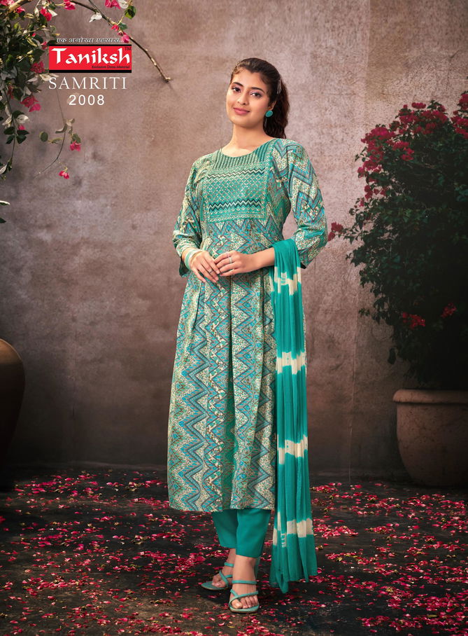 Samriti Vol 2 By Taniksh Rayon Printed Kurti With Bottom Dupatta Wholesale Price In Surat
